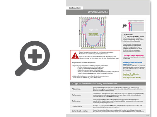 Product Bild hochwertige_whiteboard-folie_inkl__laminat_in_kopf-form_konturgeschnitten___einseitig_4_0-farbig_bedruckt