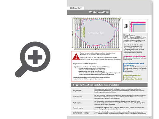 Product Bild hochwertige_whiteboard-folie_inkl__laminat_in_schwein-form_konturgeschnitten___einseitig_4_0-farbig_bedruckt
